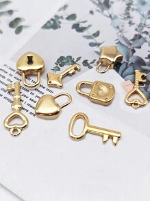 5入/8入組簡約風格中空鑰匙與心形鎖，不鏽鋼吊墜情侶頸鍊套裝，DIY珠寶假期禮物 - 鑰匙鎖頭 - 查看 2