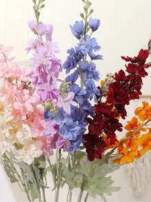 6 Cái Hoa Delphinium Hoa Nhân Tạo Hoa lụa Hoa Larkspur Thân dài 33,5 inch Hoa nhân tạo cho bình cao để trang trí sắp xếp sân vườn tại nhà - trái cam - Xem 5