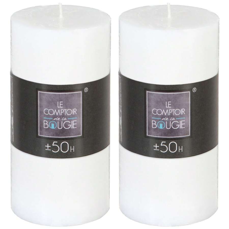 Well Home Conjunto de 2 velas cilindricas blancas rústica   H14. Envío gratuito en 24/48 horas - Multicolor - Ver 1