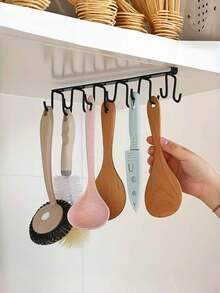 6/12钩收纳挂钩，铁艺橱柜无痕挂钩，多排挂钩，无需钻孔，适用于衣柜和厨房橱柜，厨房用品，厨房配件，厨房工具 - 彩色 - 查看 8