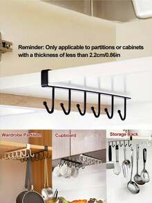 6/12钩收纳挂钩，铁艺橱柜无痕挂钩，多排挂钩，无需钻孔，适用于衣柜和厨房橱柜，厨房用品，厨房配件，厨房工具 - 彩色 - 查看 7