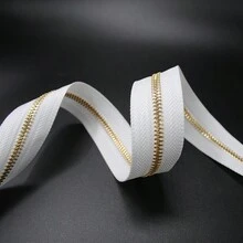 2 pezzi Cerniera metallica con nastro bianco e dente dorato, cerniera a Y con finitura dorata, estremità aperta, lunghezza disponibile: 70 cm/27,56 pollici, adatta per cucire fai-da-te, abbigliamento, tasche e tessuti per la casa - Nastro bianco+dente dorato - Visualizzare 6