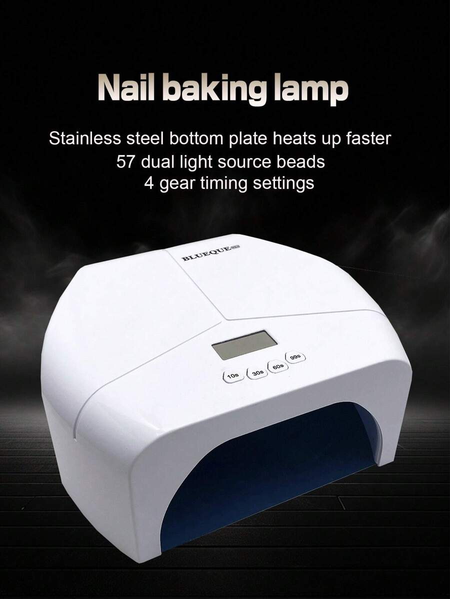 57顆LED珠專業UV LED指甲燈，反光不鏽鋼金屬底板，快速加熱並迅速乾燥指甲凝膠油，DIY家庭美甲沙龍必備，插電式電動機器