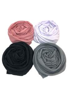 4pcs/Set Solid Color Chiffon Scarf Ideal For Daily Wear, Festivals, Gatherings And Outdoor Activities - Multicolor - View 16