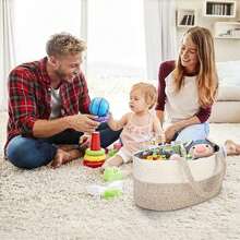 Contenedor para almacenamiento de pañales de papel, cesta grande de cuerda para bebé, almohadilla cambiadora de pañales para bebé, organizador de coche con divisor extraíble, regalo para baby shower - Multicolor - Ver 7