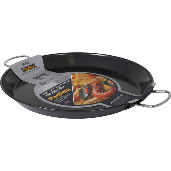 Quttin PAELLA INDUCTION ANTI-ADHÉSIVE 40CM - Poêle à Paella Antiadhésive Polyvalente et Durable - Poêle à Paella Antiadhésive Adaptée à l'Induction - Poêle à Paella Antiadhésive Taille Idéale pour les Paellas - Poêle à Paella Antiadhésive Cuisinez avec Facile et Précision