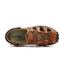 Men's Close Toe Breathable Sandals, Comfy Non Slip Rubber Sole Casual Hook & Loop Fastener Beach Water Shoes, Men's Outdoor Footwear - Nâu nhạt - Xem 6