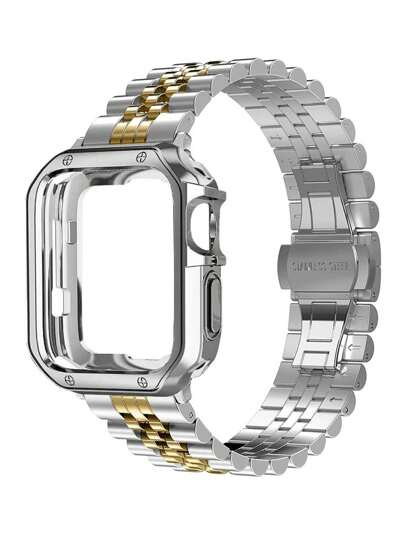 2-In-1 Watch Band + Case Set Compatible With 44mm 45mm 40mm 41mm 49mm Watches, Ultra-Thin 49mm Stainless Steel Band, TPU Band And Case, Fits SE 9 8 7 6 5 4 3 2 1 42mm 38mm Watches, Adjustable Size, 2-In-1 Accessory