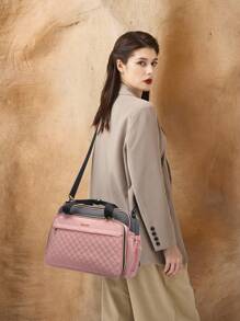 1 Peça Bolsa de fraldas grande em tecido Oxford com grande capacidade, bolsa multifuncional para mamães, bolsa para mãos ou bolsa a tiracolo para viagens, adequada para armazenamento e uso - Rosa chiclete - Visão 4