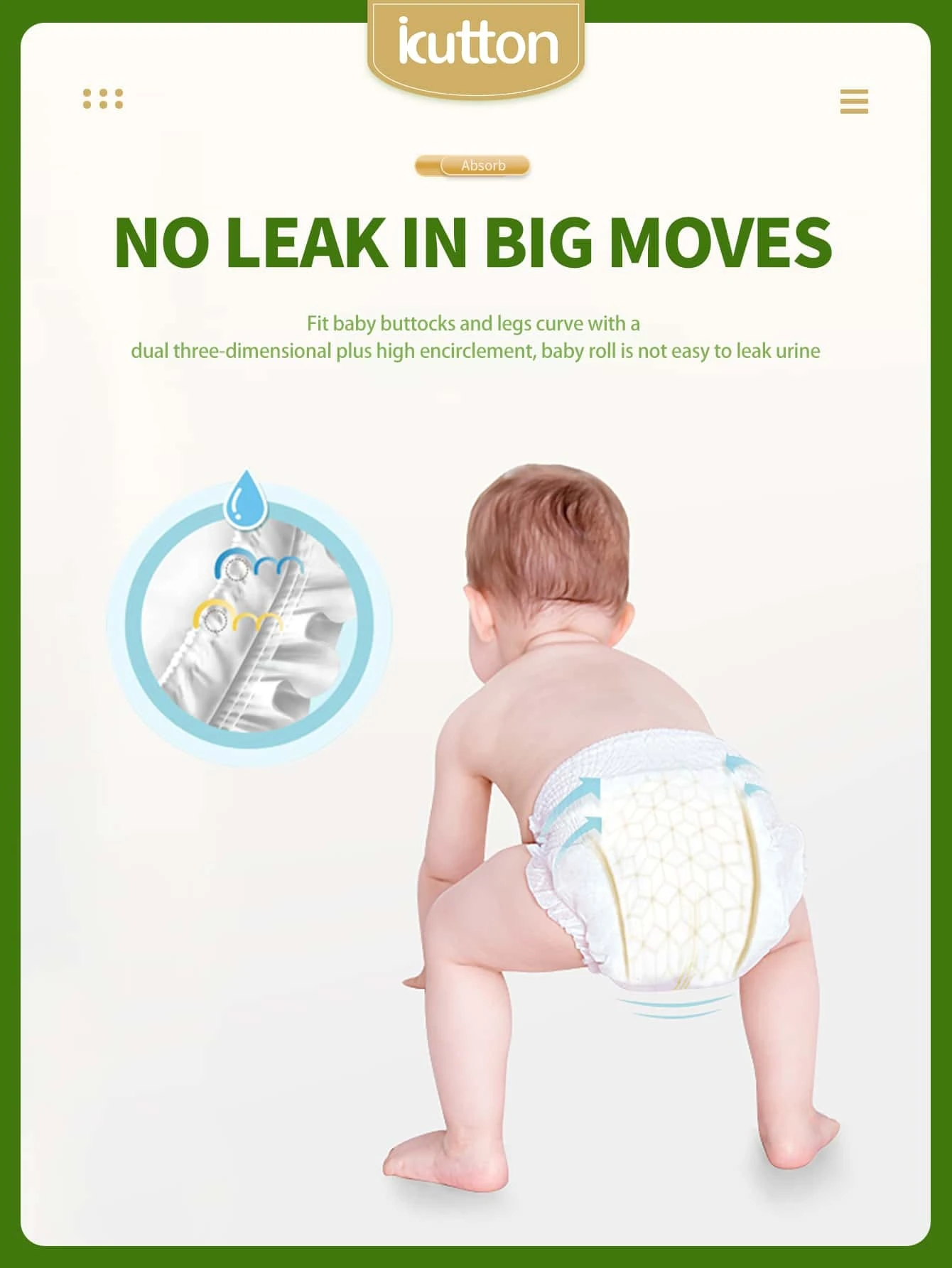 2 Packs Of Icutton Baby Pants Diaper Trial Set High Absorbency Thin And Breathable Disposable