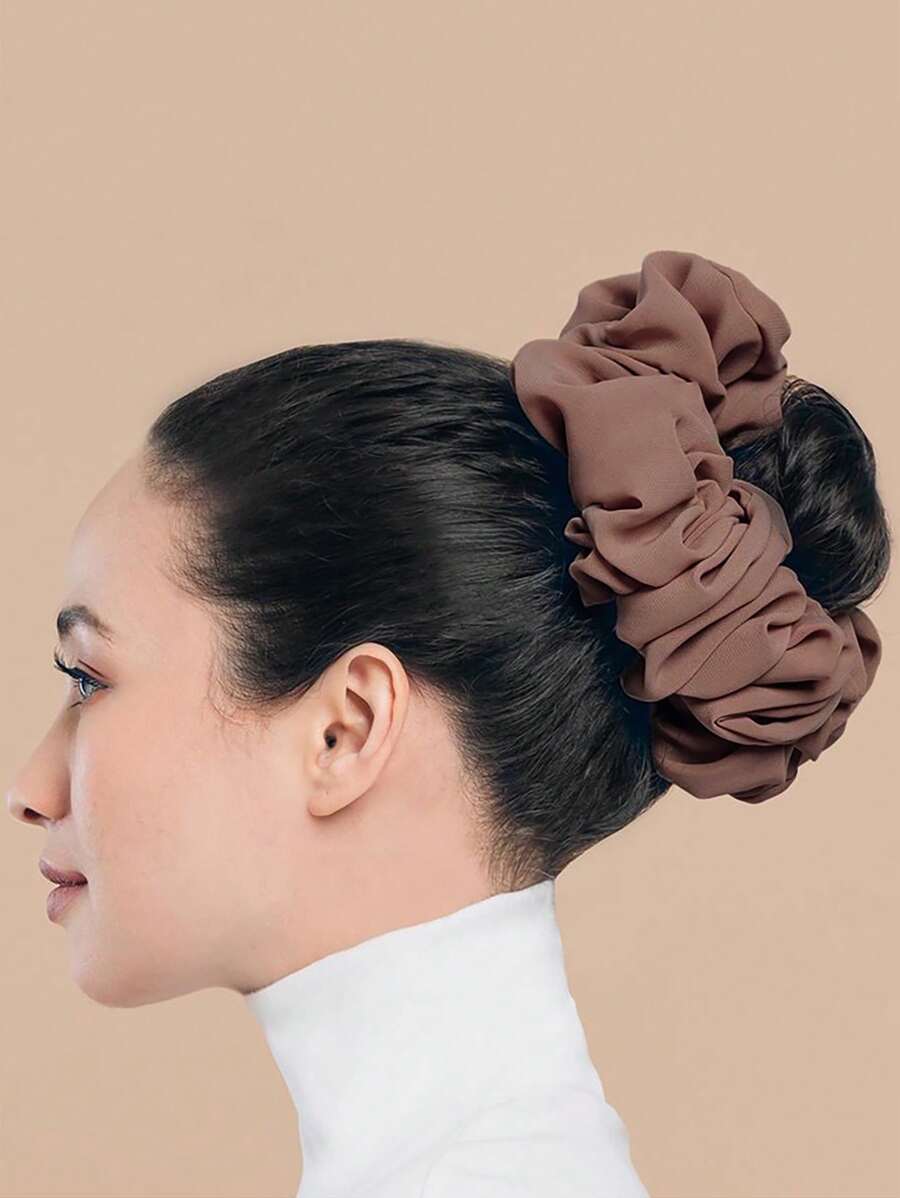 1 pezzo Extra Large Scrunchie in Chiffon color caffè, adatto come accessorio per capelli per uso quotidiano delle donne, Scrunchie, Elastici per capelli, Accessori per coda di cavallo casual, Fasce elastiche per capelli, Accessori per capelli per la casa