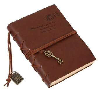 1pc Mini Vintage Notebook With Straps And Pendants, Kraft Paper Inside Pages, Diary Notepad PU Leather Note Book, Journal Planners School Stationery Gift Back To School