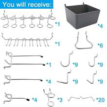 80pcs Set Pegboard Hooks Set, Pegboard Hooks Assortment With Pegboard Bins, Pegboard Hooks With Bins Pegboard Hooks With Bins, Peg Locks, For Organizing Various Tools - Silver - View 2