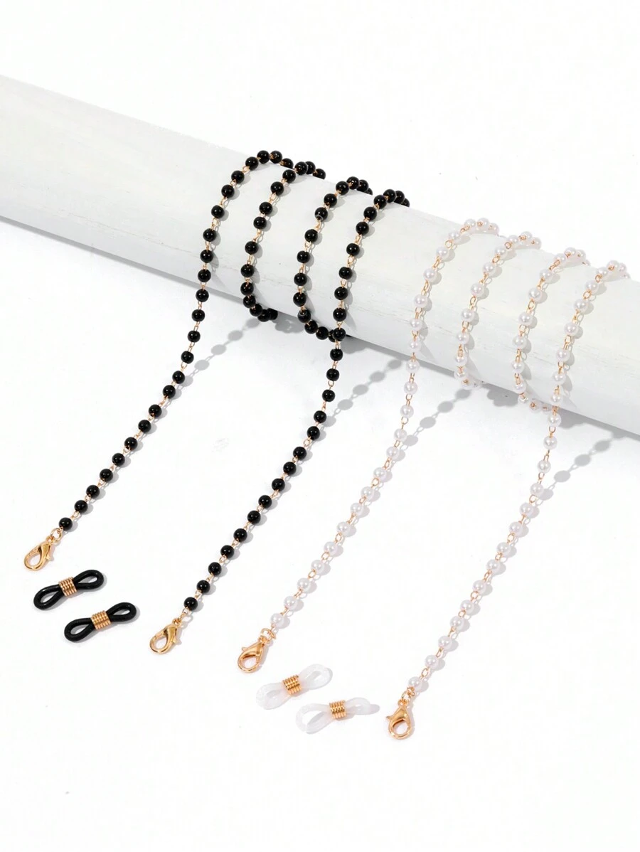 2 chiếc chuỗi trang trí kính mát ngọc trai giả, chuỗi hạt ngọc trai giả, dây đeo kính mát chống trượt, dây đeo mặt nạ, phụ kiện kính cho phụ nữ - Nhiều màu - Xem 1