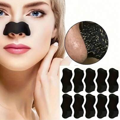 10/20/50pcs Black And White Nose Pore Strips (Need To Be Moistened Before Use), Natural Charcoal Blackhead Remover Cleansing Strip, Large Size Nose Pore Strip For Men And Women