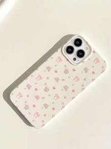 Apple Jelly Case With White Shattered Bowknot Heart Flower Pattern, Compatible With IPhone 11/12/13/14 Pro Max/15