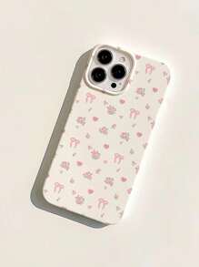 Apple Jelly Case With White Shattered Bowknot Heart Flower Pattern, Compatible With IPhone 11/12/13/14 Pro Max/15