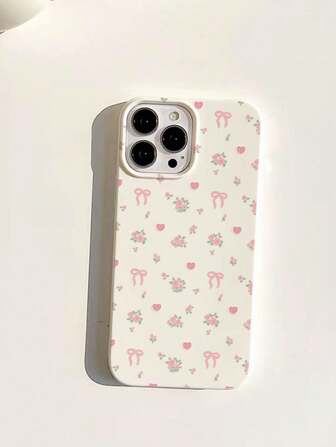 Apple Jelly Case With White Shattered Bowknot Heart Flower Pattern, Compatible With IPhone 11/12/13/14 Pro Max/15