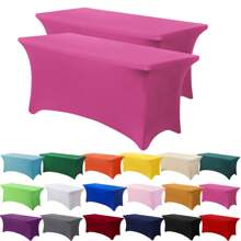 1/2 piezas Mantel de spandex, cubierta de mesa elástica, mantel rectángulo ajustado, cubierta de mesa elástica universal para bodas, banquetes, fiestas y eventos en el patio