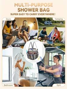 Mesh Shower Caddy Portable For College Dorm Room Essentials With 8 Pockets, Hanging Shower Caddy Dorm Basket, Quick Dry Shower Bag For Bathroom Toiletry Bags Summer Travel Essentials For Beach Vacation Holiday School Supplies Dorm Essentials Back To School - Multicolor - View 6