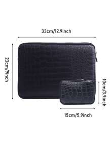 Funda ultra delgada y cómoda compatible con portátiles de 13/13,3 pulgadas Pro y Air, estuche protector de viaje, estuche protector de portátil, estuche protector de portátil de PU con estampado de cocodrilo, compatible con modelos M4/M3/M2/M1 de 2024 a 2021, color negro compatible con MacBook