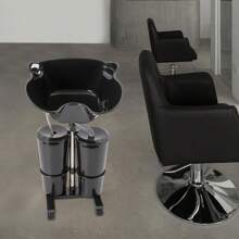 洗发盆电动泵，便携式移动洗发盆深水槽和沙龙水槽，配有 2 个水箱，可调节高度洗发水槽，配有泵和脚踏板和刹车，重返学校 - 黑色 - 查看 1