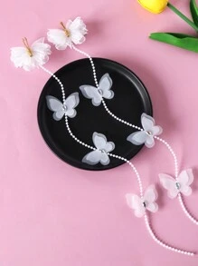 2pcs Fashionable Bowknot & Rhinestone Hair Clips For Girls - White - View 3