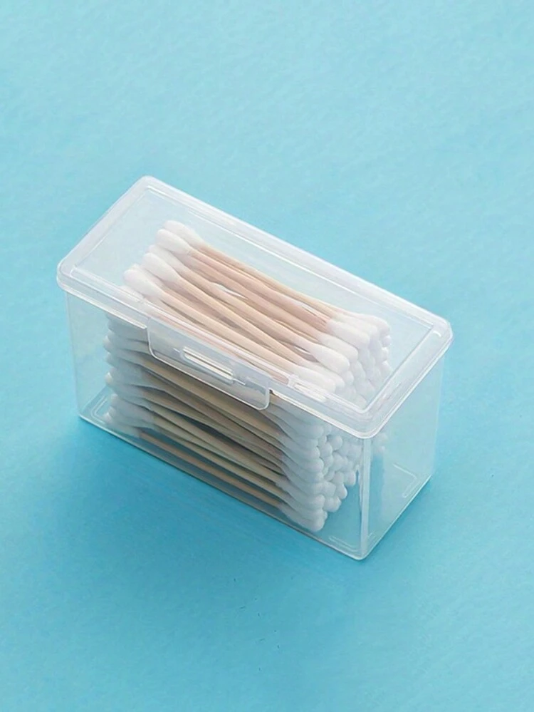 Organizador de viaje compacto y transparente con tapa - Caja de almacenamiento portátil para palillos, hisopos y talla grande - Ideal para uso en el hogar y en movimiento (solo la caja), Cubierta - Multicolor - Añade 7