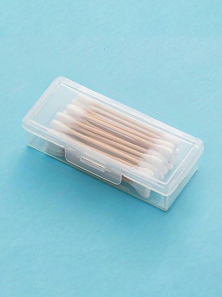 Organizador de viaje compacto y transparente con tapa - Caja de almacenamiento portátil para palillos, hisopos y talla grande - Ideal para uso en el hogar y en movimiento (solo la caja), Cubierta - Multicolor - Añade 6