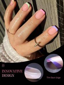 240 uñas postizas brillantes de forma cuadrada puntiaguda media en color rosa y punta blanca estilo francés (rojo, negro, azul claro, azul, blanco) ideal para niñas jóvenes, kit de uñas acrílicas transparente en forma de almendra para regalo. Kit de uñas en forma de almendra transparente para regalo, uña francesa de punta cuadrada y de forma de ataúd, uñas de verano, uñas de pato. - Multicolor - Ver 2