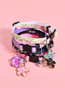 Collier pour chat et chien à fleurs avec grelot, collier extérieur pour animal de compagnie