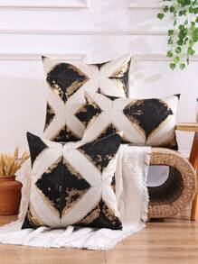 1pc Golden Thread Geometric Jacquard Pillowcase