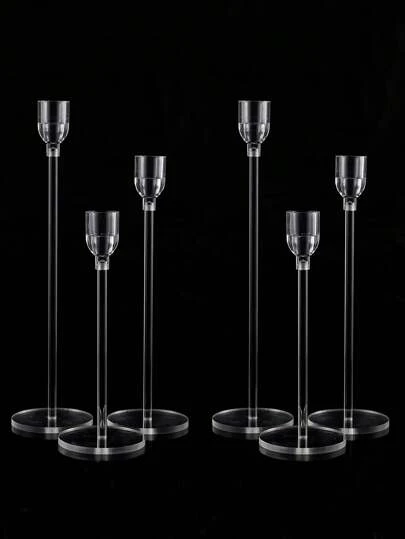 6-18件套亚克力烛台桌面摆件套装，婚礼装饰锥形烛台，餐厅装饰烛台支架，装饰烛台套装，房间装饰配件