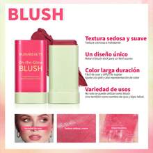 Lápiz labial de 6 colores 2 uso, paliativo, color de piel brillante, palo de rubor - Multicolor - Ver 4