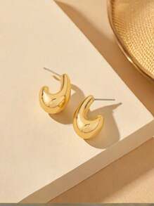 1 Pair New Punk Style Minimalist Delicate Earrings For Women - Gold - View 3