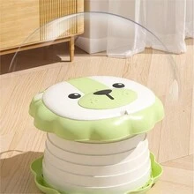 Portable Cartoon Lion Pattern Rotatable Folding Children's Toilet Seat, Travel Potty - Mint Green - View 3