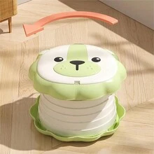 Portable Cartoon Lion Pattern Rotatable Folding Children's Toilet Seat, Travel Potty - Mint Green - View 5