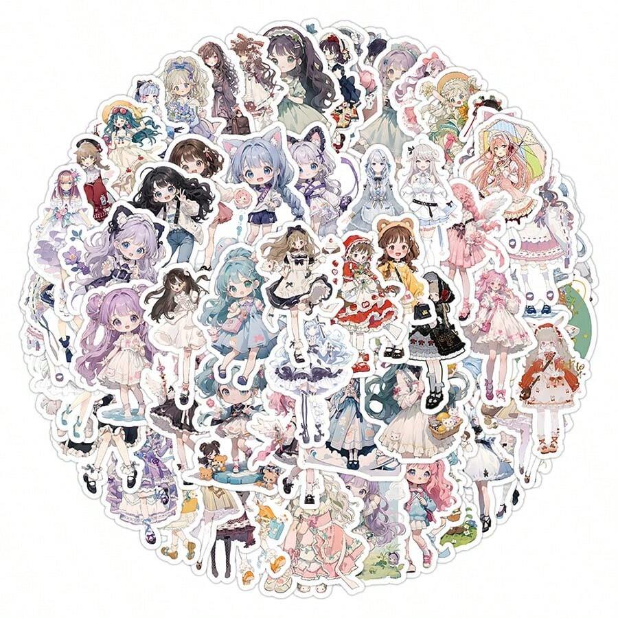 60pcs Loli Tower Anime Girl Stickers - Multicolor - View 1