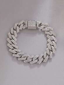 1 件欧美嘻哈项链/手链,水钻时尚男士金属链项链,夏季海滩派对项链/手链 - 菱形 - 查看 18