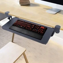 YUNRUX Computer Desk Keyboard Extension Desk Extension Keyboard Holder Black Storage Drawer Keyboard Holder Keyboard Holder With Table Clamps