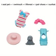 Conjunto de Verão Praia para Bonecas de 11,5'': 4 peças de Traje de Banho, Equipamento de Mergulho e Acessórios de Praia - Presente Ideal para Crianças Criativas