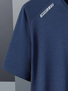 Camiseta de estilo novio para hombres de secado rápido, camiseta deportiva de manga corta de seda de hielo y cuello redondo elástico y absorbente del sudor, 1 pieza, ideal para entrenamiento físico, correr, ropa de secado rápido