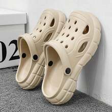 2024年春季新款男士厚底木屐、休闲户外情侣凉鞋以及女士防滑室内拖鞋 - 卡其色 - 查看 5