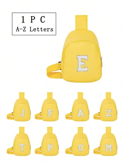 1個韻味可愛的女士斜肩袋，印有字母印花，適用於日常、戶外、旅行、徒步旅行，方便攜帶，適合作為禮物