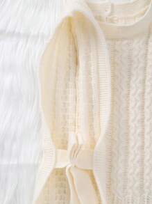 Infant/Toddler Spring/Summer Casual Sweater Vest With 3D Bow Knit Pattern - Beige - View 4