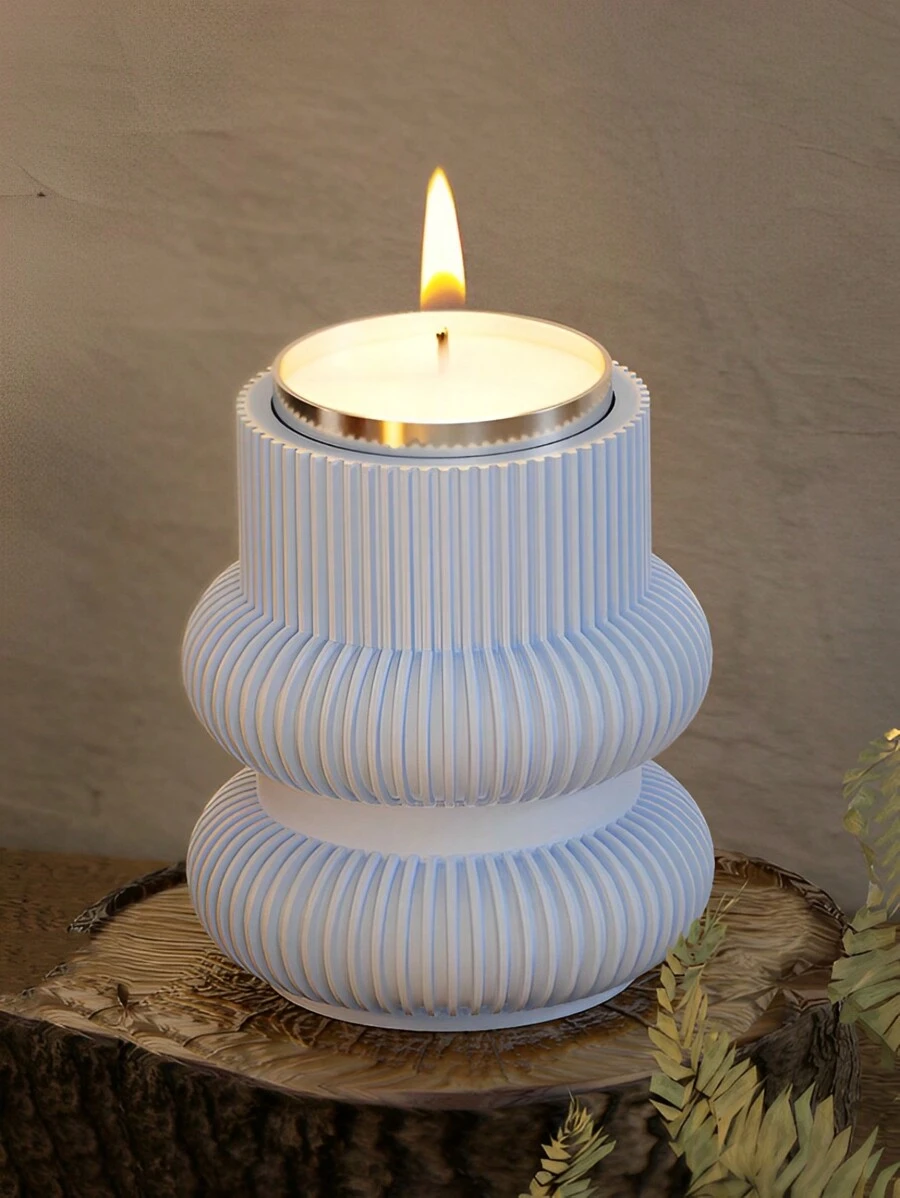 DIY geometrische Streifen Spiral Kerzenhalter Silikonform, handgefertigte Zement Kerzenhalter Form aus Gips, Harz, Beton und Gips für Heimdekoration