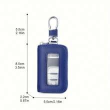 1pc Premium PU Leather Car Key Cover - Durable & Stylish Protection With Zipper Closure For Smart One-Button Start Remote Control, Business-Grade Waist Hanging Case