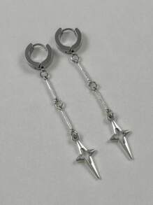 1pair Gothic Jewelry Cross Star Drop Earrings Punk Charms Stitching Rivet Earrings For Women Korean Fashion Accessories