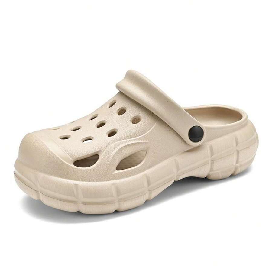 2024年春季新款男士厚底木屐、休闲户外情侣凉鞋以及女士防滑室内拖鞋 - 卡其色 - 查看 1