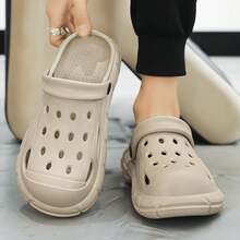 2024年春季新款男士厚底木屐、休闲户外情侣凉鞋以及女士防滑室内拖鞋 - 卡其色 - 查看 7